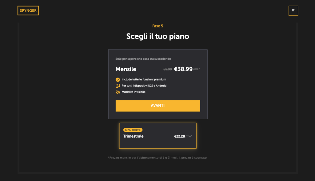 prezzo spynger